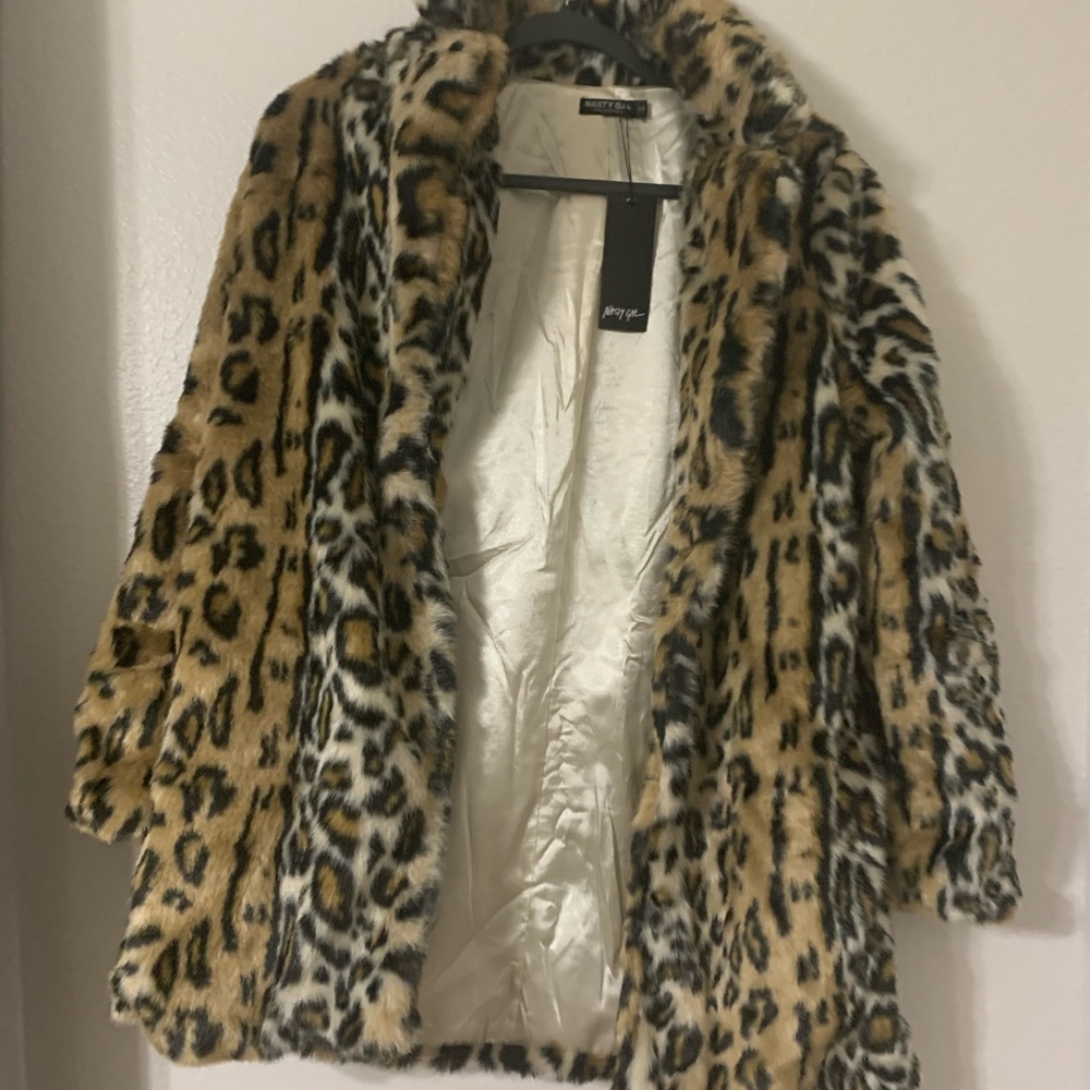 Nasty Gal Cheetah Print Fur Coat